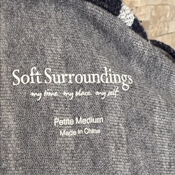 Soft Surroundings Offshore Pullover navy stripe hooded kangaroo pocket nautical - Picture 13 of 16